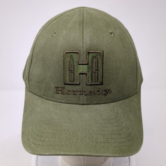 Hornady Strapback Baseball Cap Green One Size Adjustable Embroidered 6 Panel - Picture 2 of 8